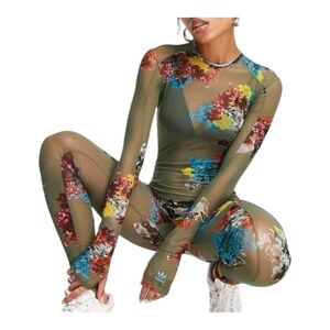 Floral Mesh Jumpsuit